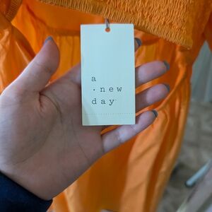NWT Target A New Day Puff Sleeve Mini Dress in orange